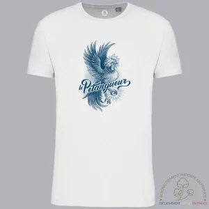 T-shirt-bio-petanqueur-marquage-france-coq-azur